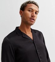 New Look Black Satin Long Sleeve Shirt